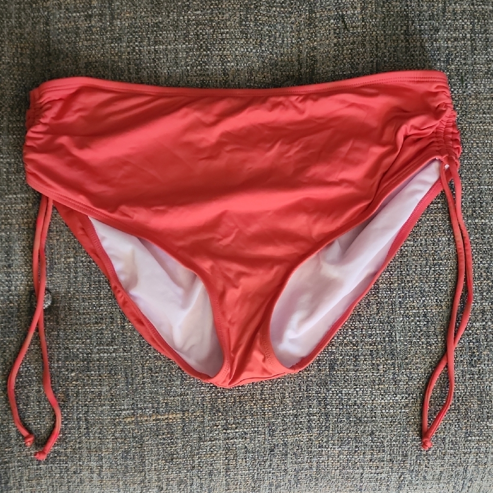 Coral Bikini Bottom with Side Ties